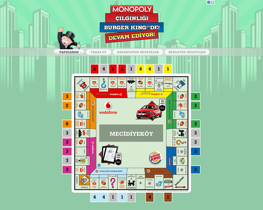 Burger King Monopoly campaign secondary desktop interface preview