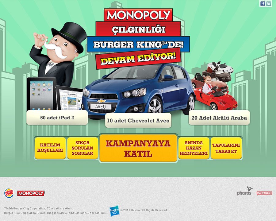 Burger King Monopoly campaign desktop interface preview