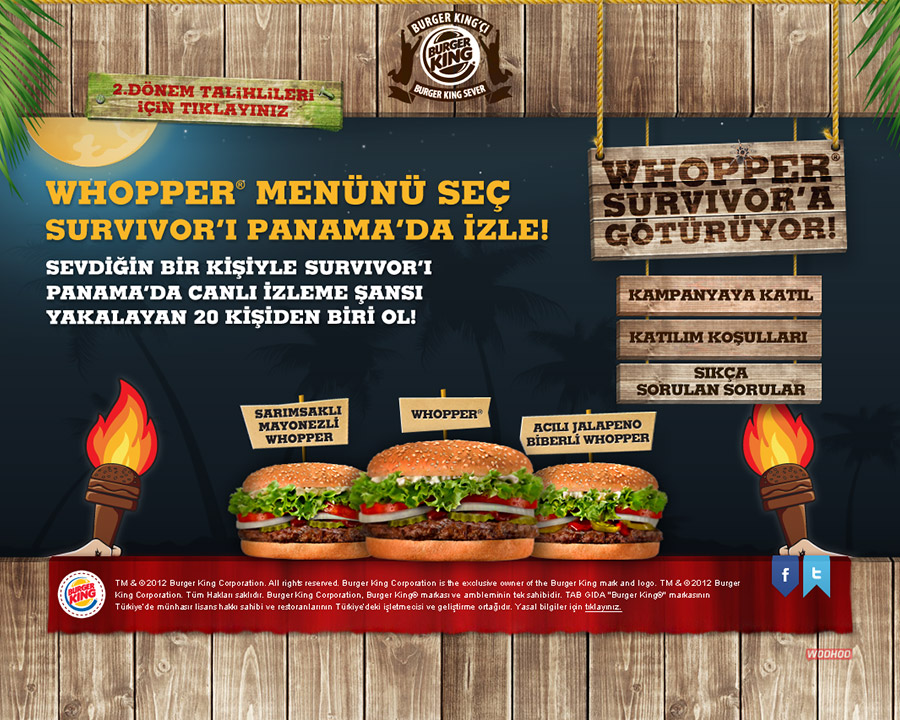 Burger King Survivor campaign desktop interface preview