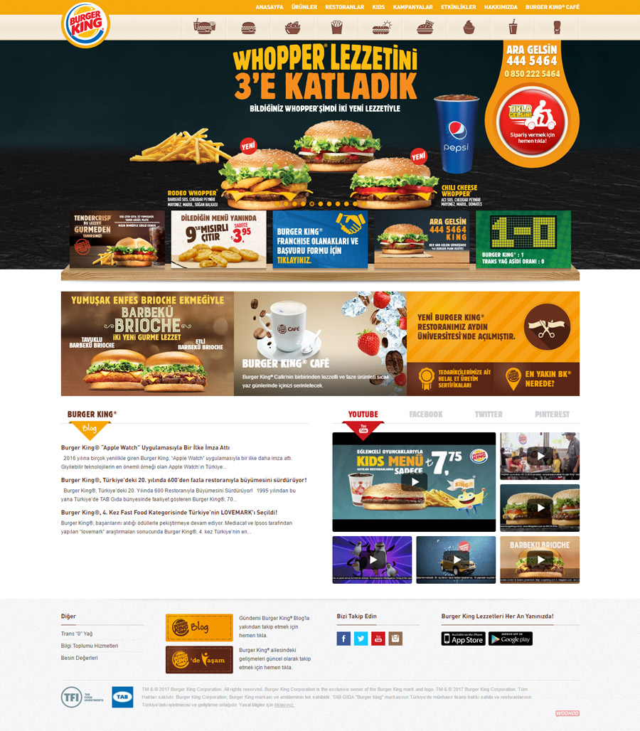 Burger King desktop website interface preview