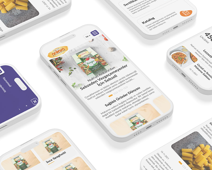 Nuh'un Ankara Makarnası mobile interface screen set