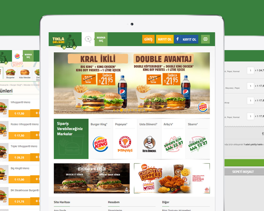 Tıkla Gelsin tablet interface preview